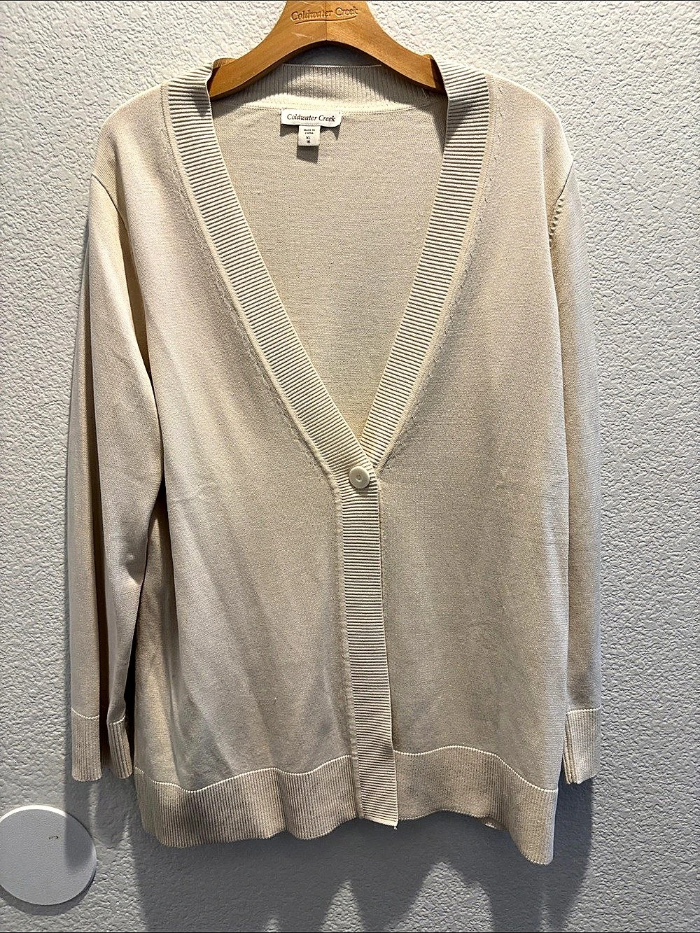 Coldwater Creek Silk Cotton Cardigan in Cream Size XL (16)